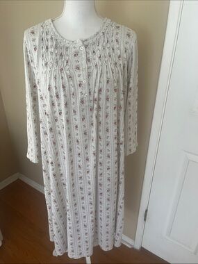 Charter club flannel nightgown red roses 100% cotton